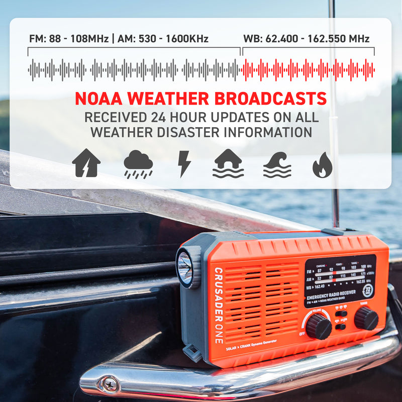 72HRS CRUSADER ONE NOAA Flashlight Analog Radio