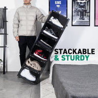 Ollie Hard Solid Shoe Box Organizer - Black, Pack of 6 (OPEN BOX)