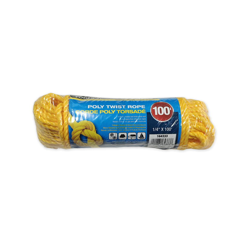 Poly Twist Rope – Yellow 1/4" x 100&