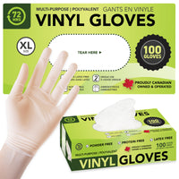Clear Vinyl Gloves, All Purpose Gloves, Box of 100 Pieces, 4.0 Mil - 72HRS