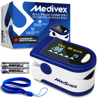 Medivex Pulse Oximeter Canada – Fingertip Oxygen Meter, Finger Pulse Oximeter Monitor for All Ages, Accurate SpO2 & Heart Rate Readings with OLED Display (White)