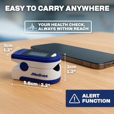 Medivex Pulse Oximeter Canada – Fingertip Oxygen Meter, Finger Pulse Oximeter Monitor for All Ages, Accurate SpO2 & Heart Rate Readings with OLED Display (White)