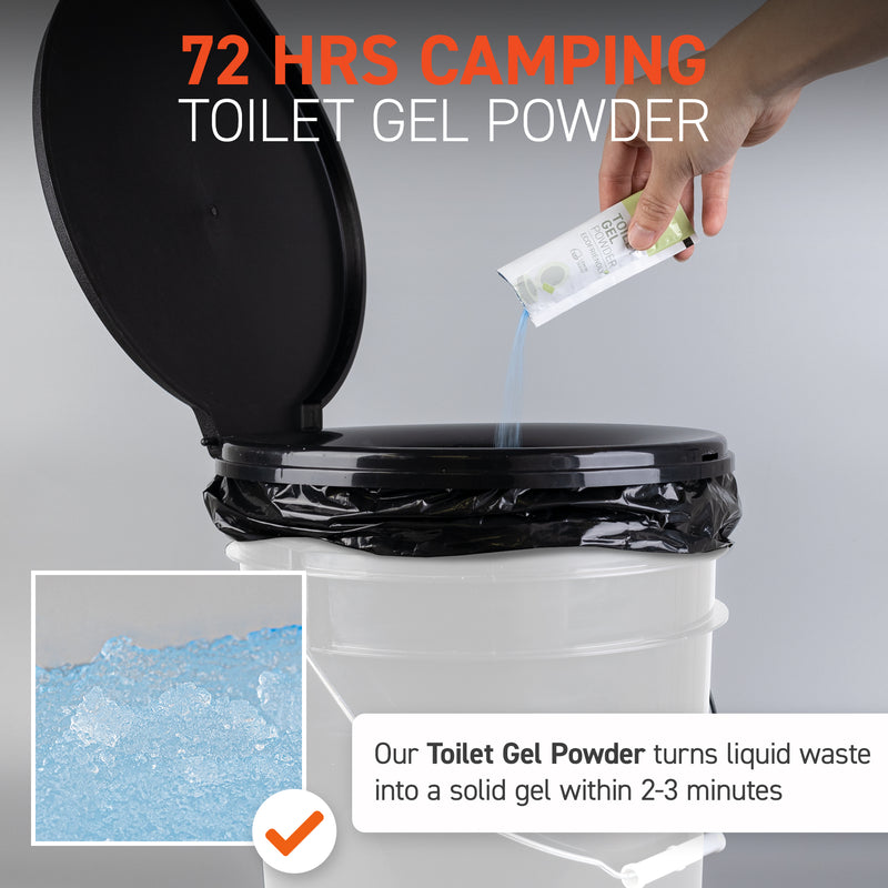 72HRS Portable Toilet With Bucket (Including 30 Bags and 30 Powder)