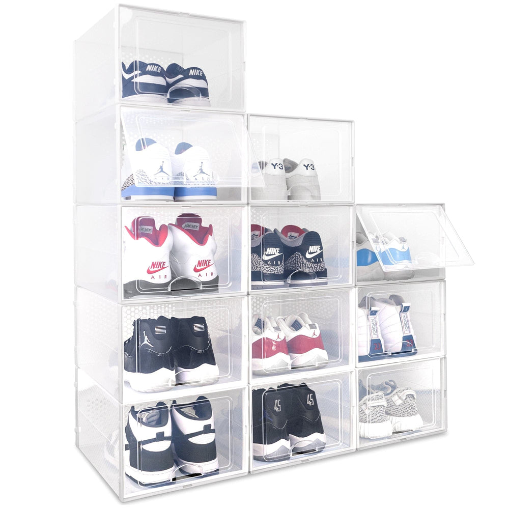 Ollie Soft Stackable Shoe Box Organizer, Black, Pack of 12 (OPEN BOX)