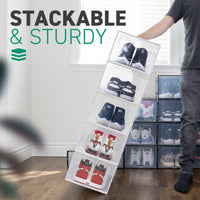 Ollie Soft Stackable Shoe Box Organizer, Clear, Pack of 12 (OPEN BOX)