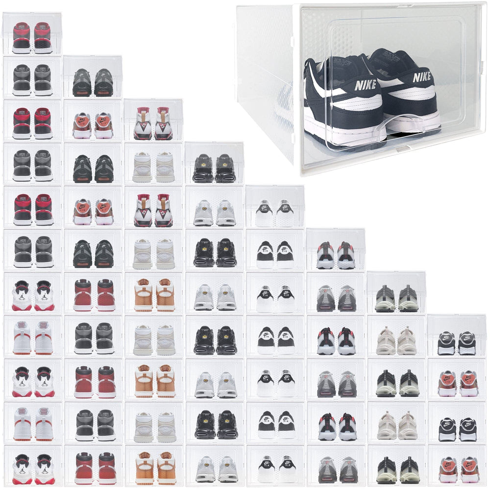 Ollie Soft Stackable Shoe Box Organizer, Black, Pack of 12 (OPEN BOX)