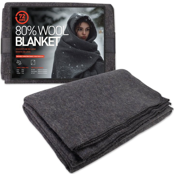 Wool Blanket (Gray Colour) (80% Wool), 64" X 84" 4LBS - 72HRS