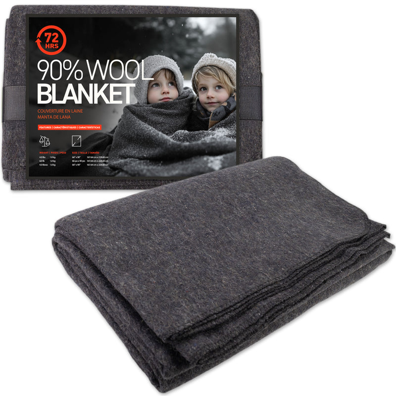 Wool Blanket (Gray Colour) (90% Wool), 66" X 90" - 72HRS