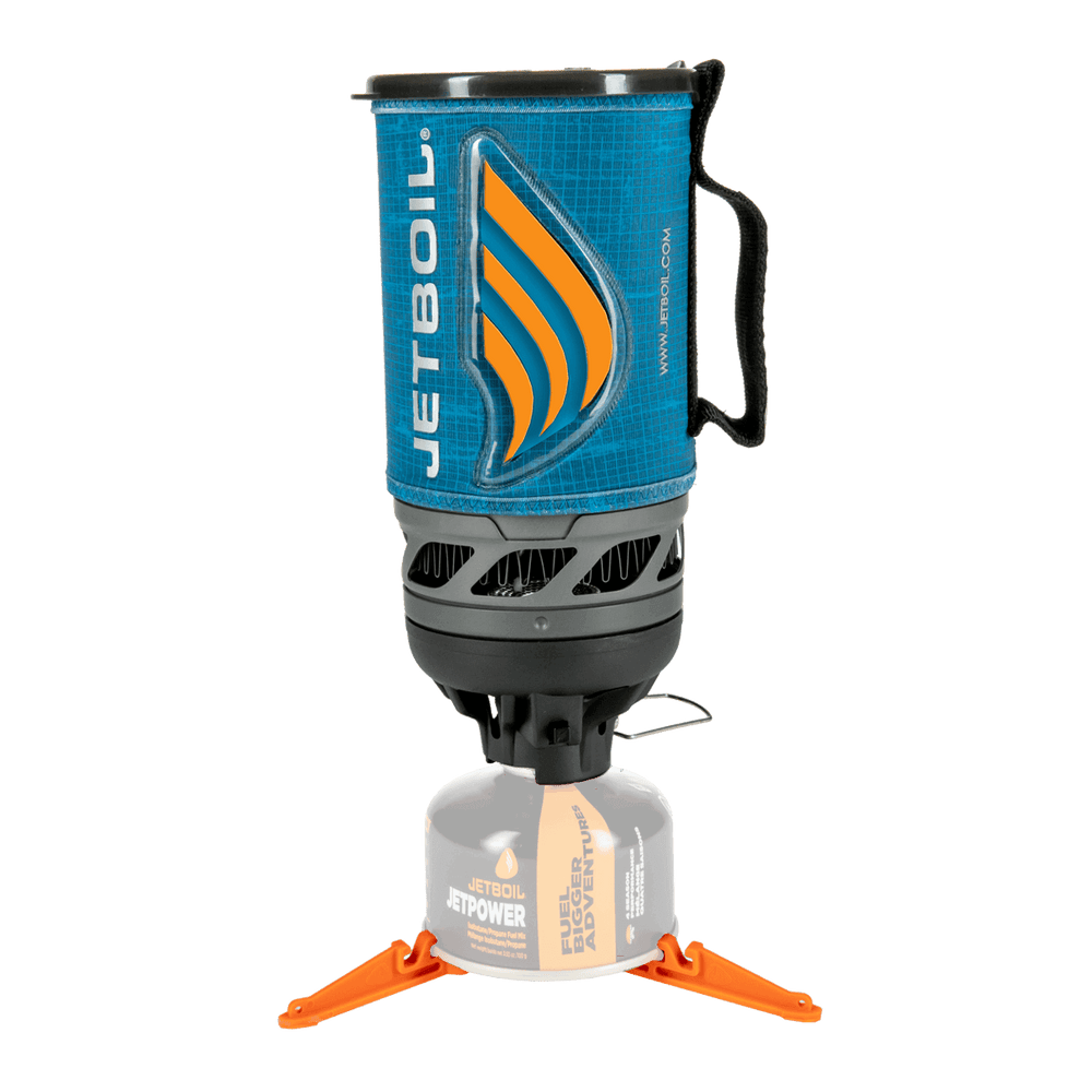 Jetboil Flash Matrix stove with orange heat indicator on stand