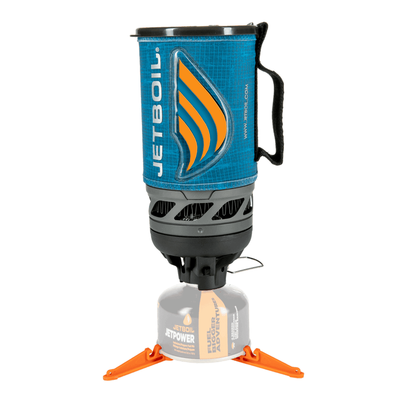 Jetboil Flash Matrix stove with orange heat indicator on stand
