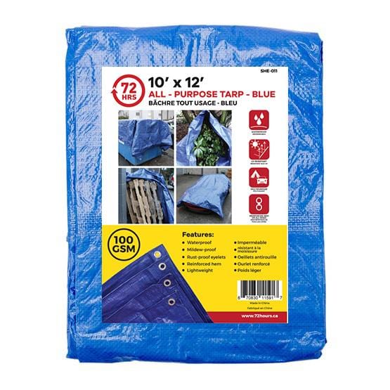 Tarp, All-Purpose, Blue - 72HRS 10" x 12"