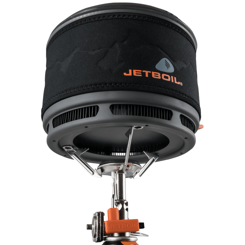 Bottom view of Jetboil 1.5L Ceramic FluxRing Cook Pot on stand