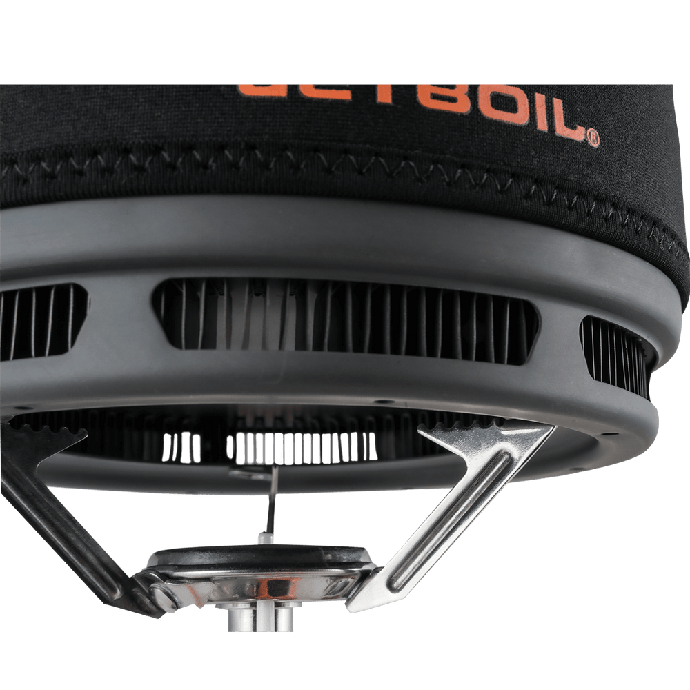 Close view of Jetboil 1.5L Ceramic FluxRing Cook Pot on stove