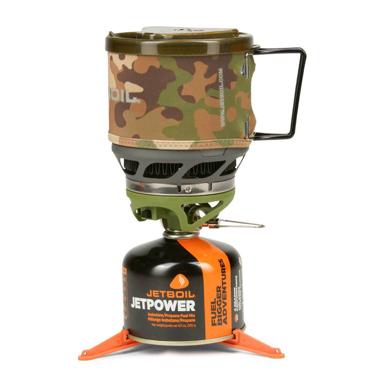 Jetboil MiniMo Camo set up with green stove top