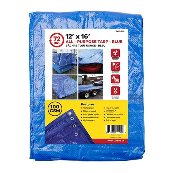 Tarp, All-Purpose, Blue - 72HRS 12" x 16"