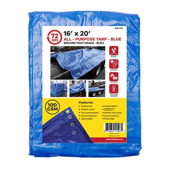 Tarp, All-Purpose, Blue - 72HRS 16" x 20"