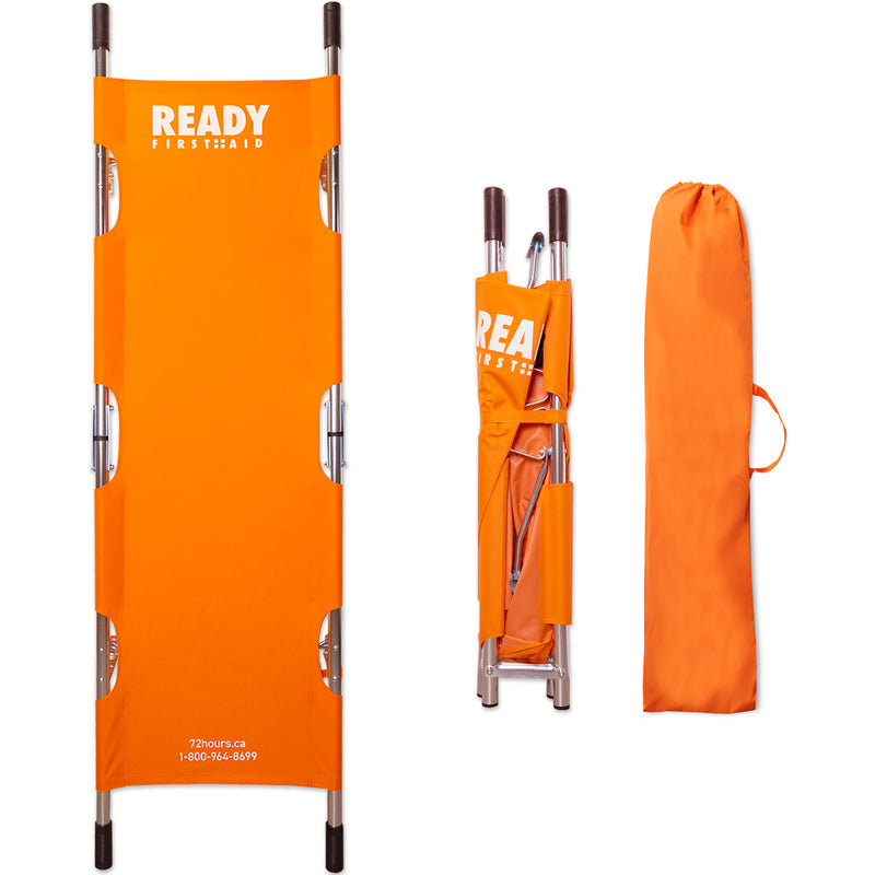 Ready First Aid Orange Folding Portable Stretcher - Durable, Waterproof & Fireproof
