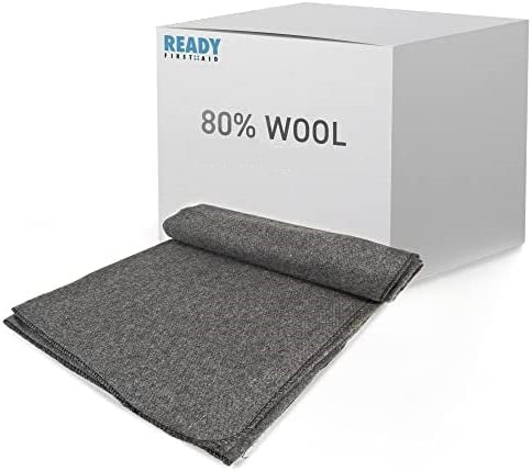 Wool Blanket (50% Wool), 51” x 80”, 2LBS, Gray Colour - Ready First Aid™ (OPENED BOX)
