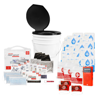 3 Person 72HRS Essential Toilet - Emergency Survival Kit items laid out