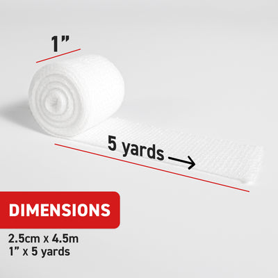 Conforming Stretch Bandage (1"), 2.54cm x 4.5m - Ready First Aid Dimensions