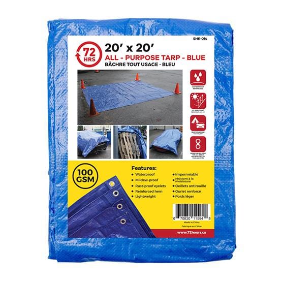 Tarp, All-Purpose, Blue - 72HRS 20" x 20"