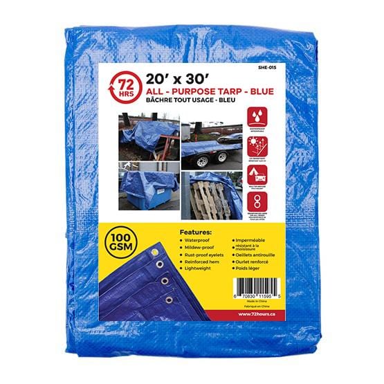 Tarp, All-Purpose, Blue - 72HRS 20" x 30"