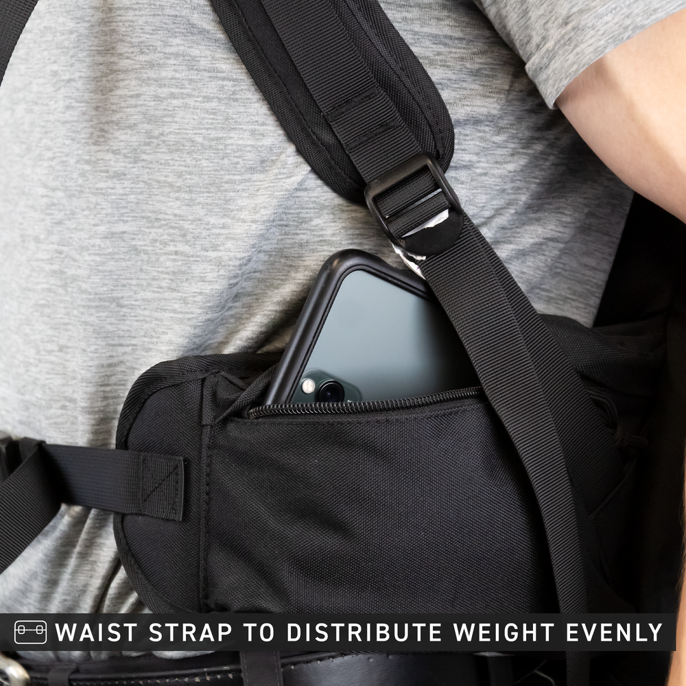 72HRS Molle Tactical Backpack waist strap with phone pocket