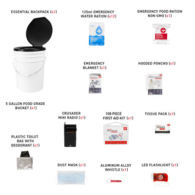1 Person 72HRS Essential Toilet - Emergency Survival Kit what's included