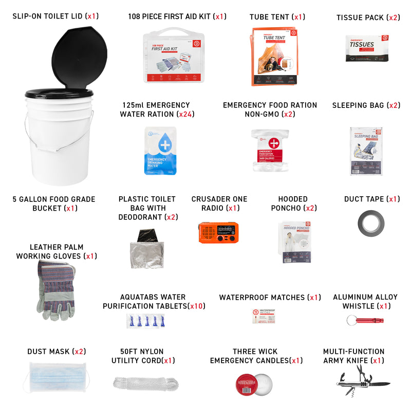 2 Person 72HRS Deluxe Toilet - Emergency Survival Kit what&