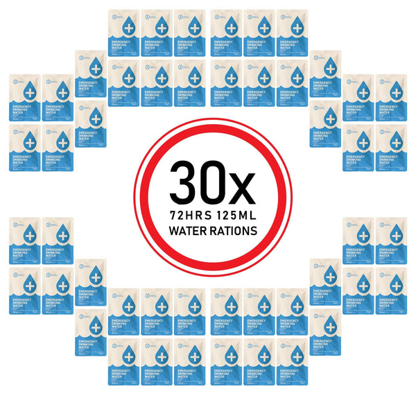 72HRS water pouches 30x 125ml water rations