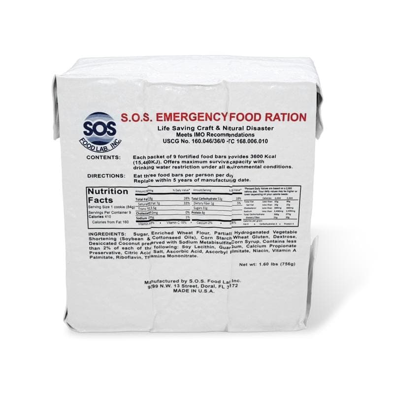 Sos Sea Ration 3600 Calorie SOS Emergency Food Ration (Case of 20) - SOS Food Lab ...