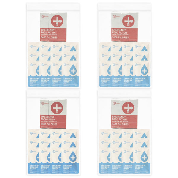 4 person emergency food and water replacement kit in clear bag