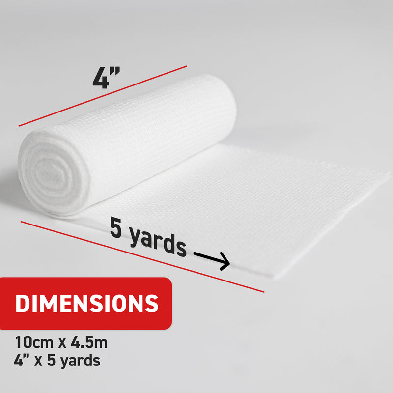 Conforming Stretch Bandage (4"), 10.16cm x 4.5m - Ready First Aid Dimensions