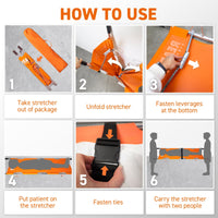 Ready First Aid Orange Folding Portable Stretcher - Durable, Waterproof & Fireproof