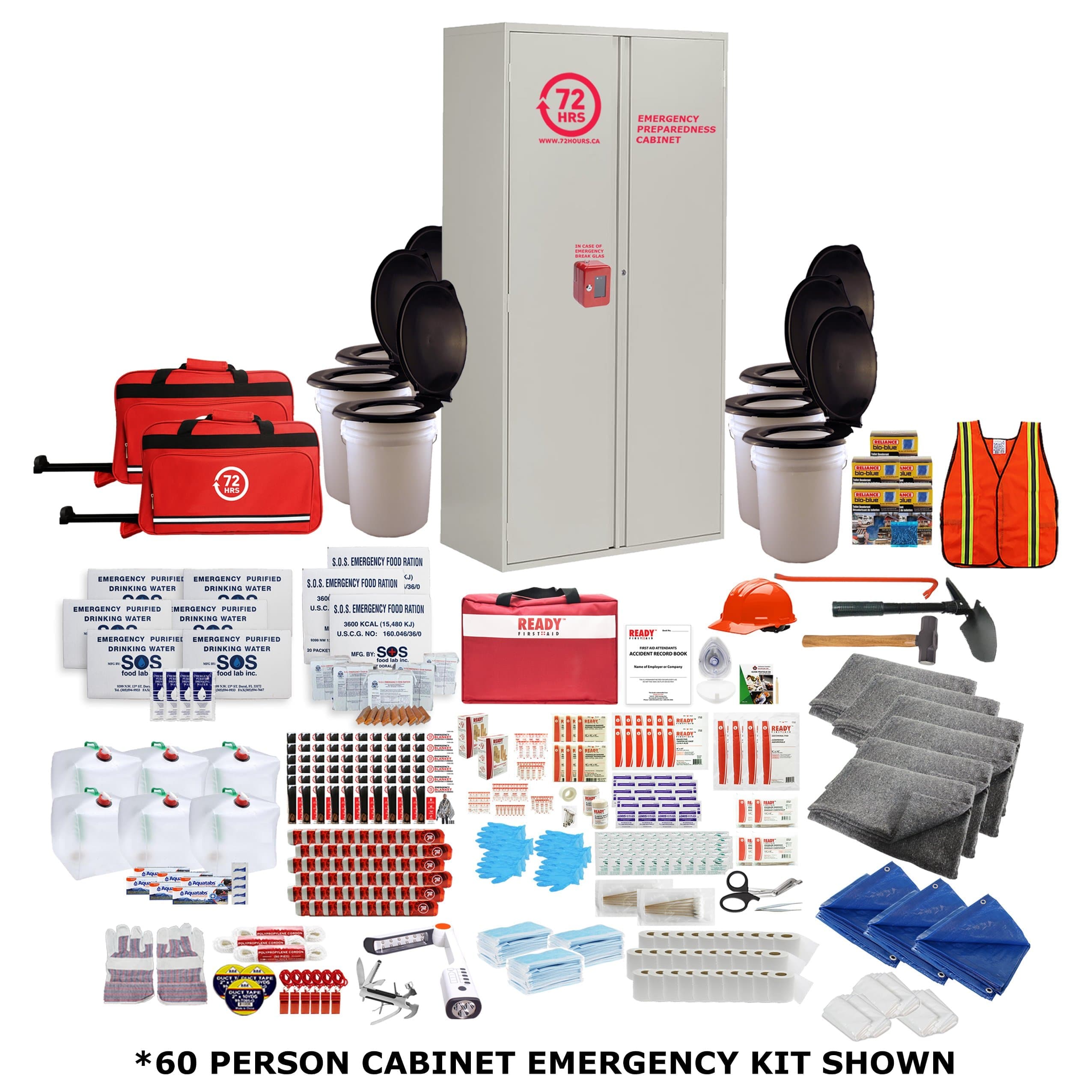 72HRS Cabinet School & Workplace Emergency Kit - 80 Person – 72hours.ca