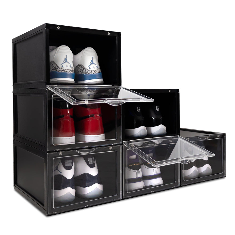 Ollie Hard Stackable Open Front Shoe Box Organizer, Black