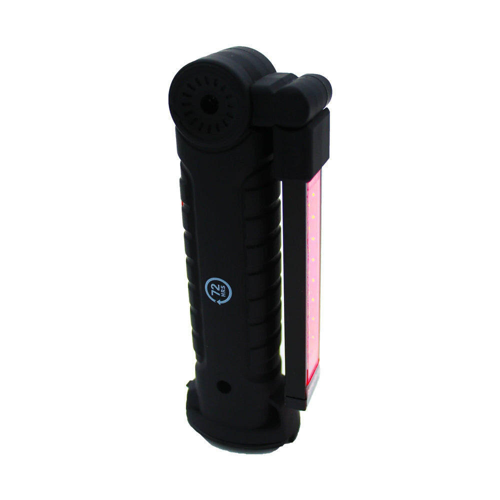 72HRS LED Work Light upright with red light folded down