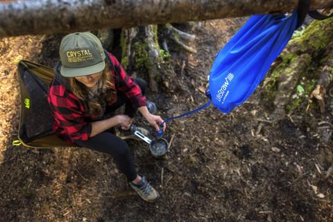 Hanging Lifestraw Flex in the forest