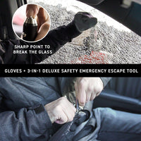 Automotive excape tool charger with seatbelt cutter and window breaker