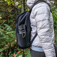 Black essential backpack side