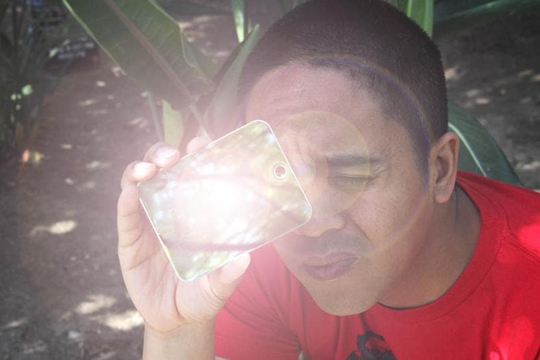 shtterproof signaling mirror in use