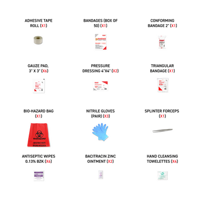 CSA Type 1 - Personal First Aid Kit Content List