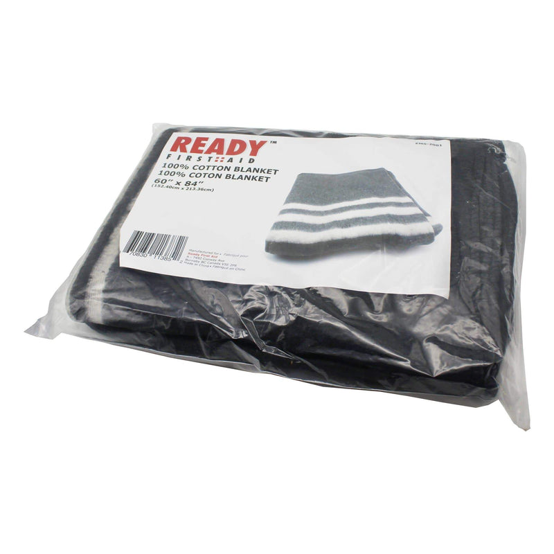 Gray and White Cotton Blanket in packaging