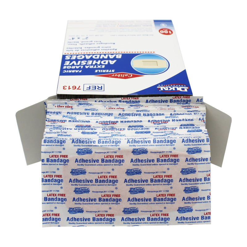 Adhesive Bandage, Extra Large, 2" x 4" (5.08 cm x 10.16 cm) - Dukal (100/box)