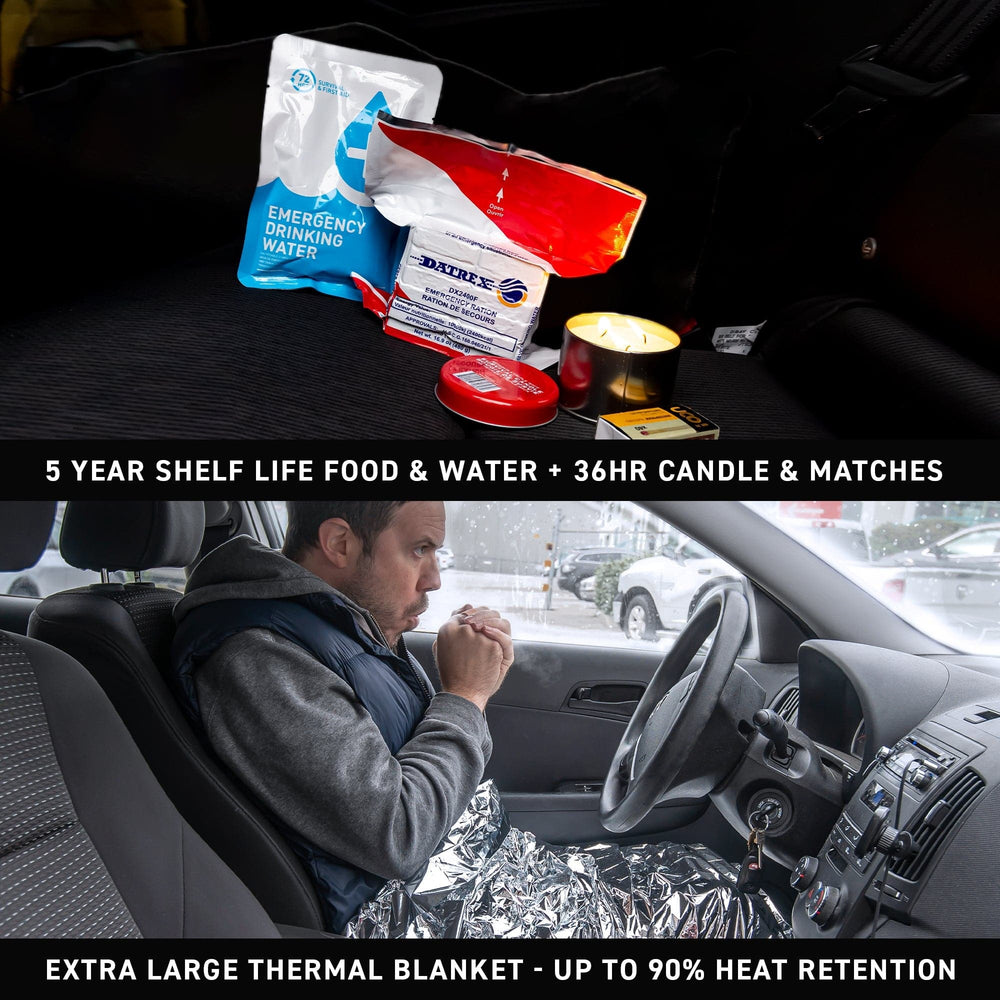 72HRS Essential Backpack Car Kit food and water and thermal blanket