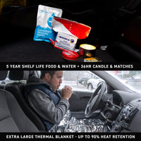 72HRS Essential Backpack Car Kit food and water and thermal blanket