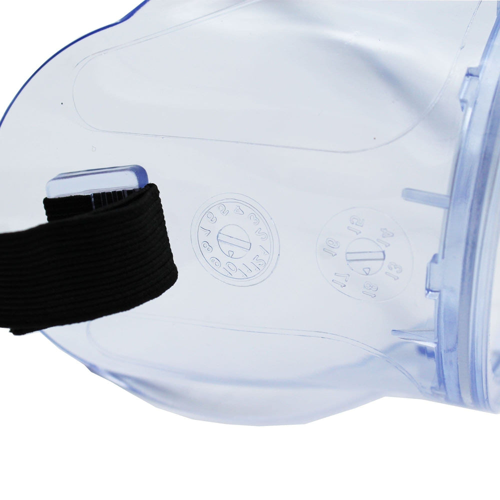 Lab Safety Goggles - Ventless Frame - Clear with Anti-Fog Lenses side view