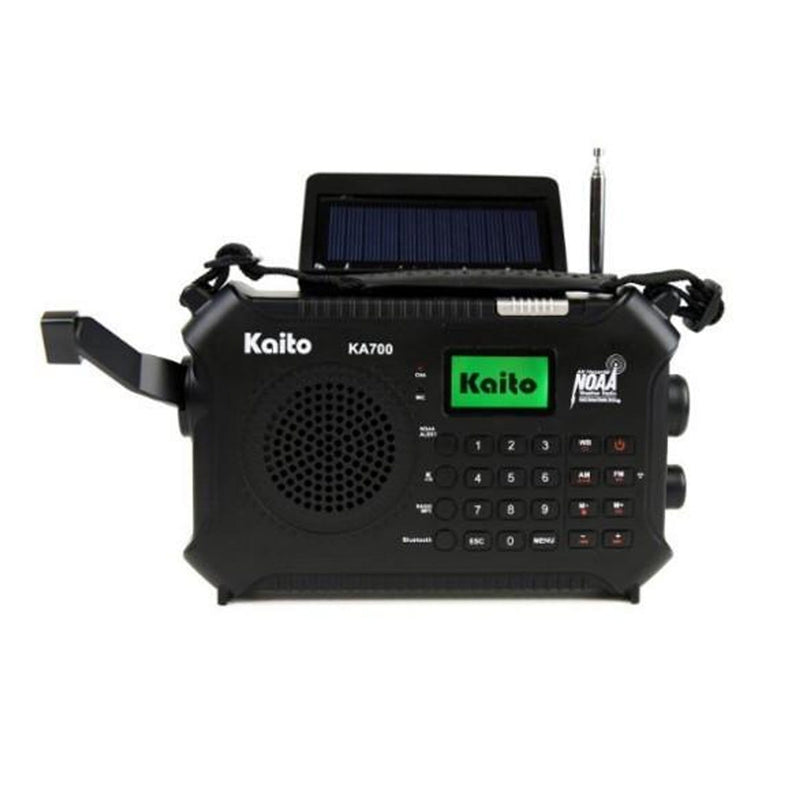Kaito KA700 Bluetooth Emergency Hand Crank Dynamo & Solar Powered AM FM Weather Band Radio With Recorder and MP3 Player & More