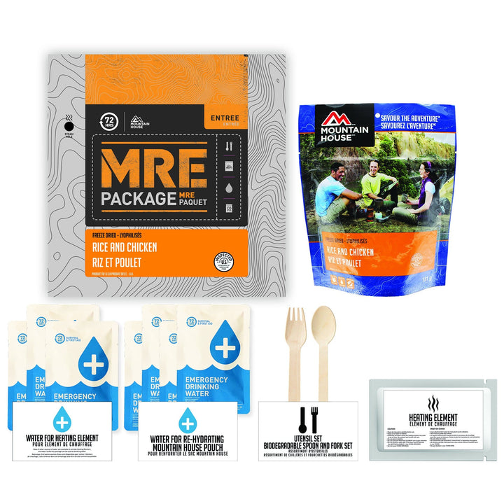 72 HOURS MRE Package Mountain House Rice and Chicken Pouch - Emergency Food Pack