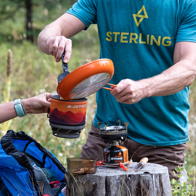 Jetboil MiniMo sunset with frying pan